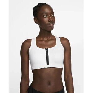 Nike White Sports Bra with Black Zipper
